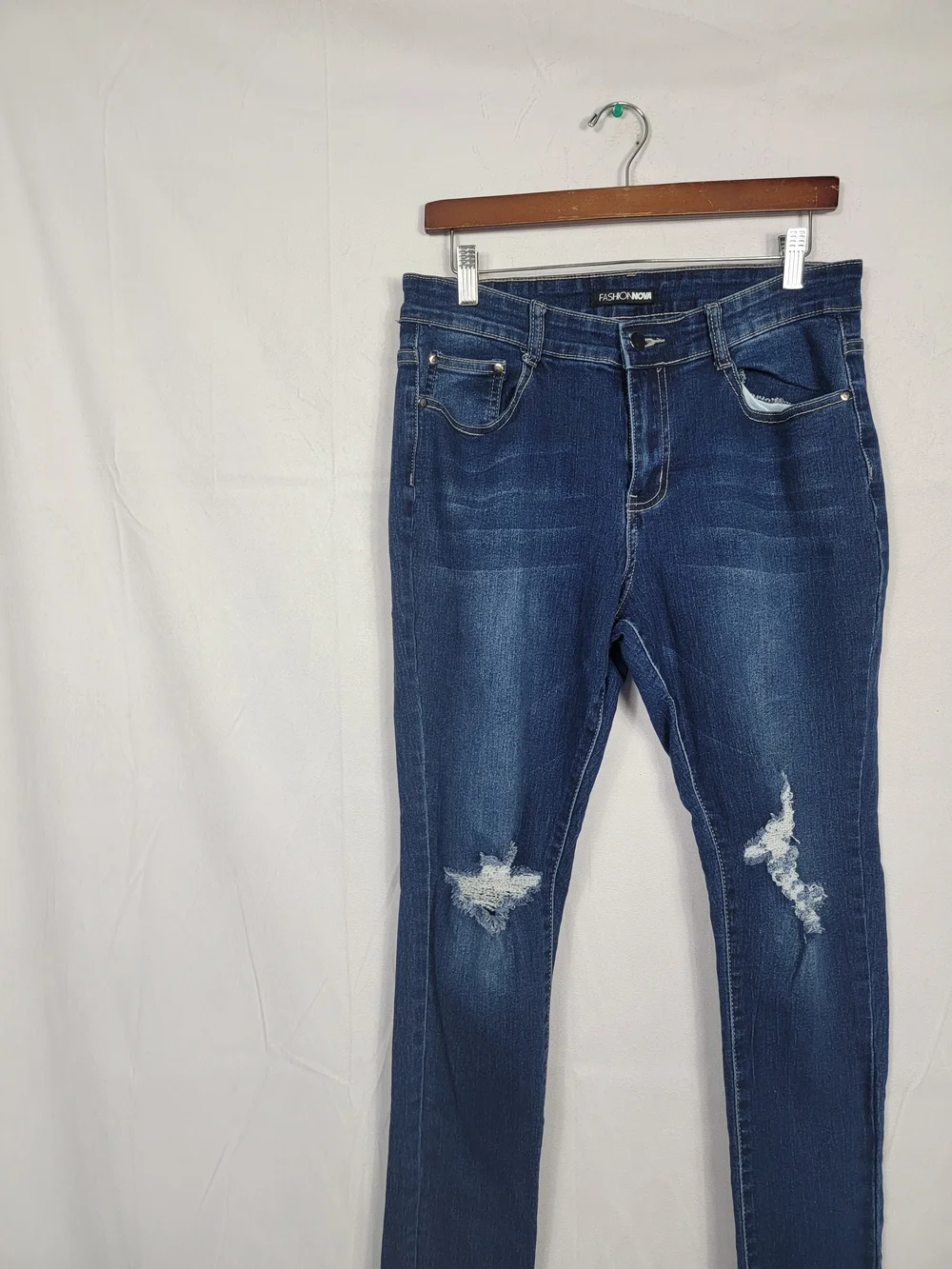 Fashion Nova 13/14 Dark Blue Distressed Skinny Jeans